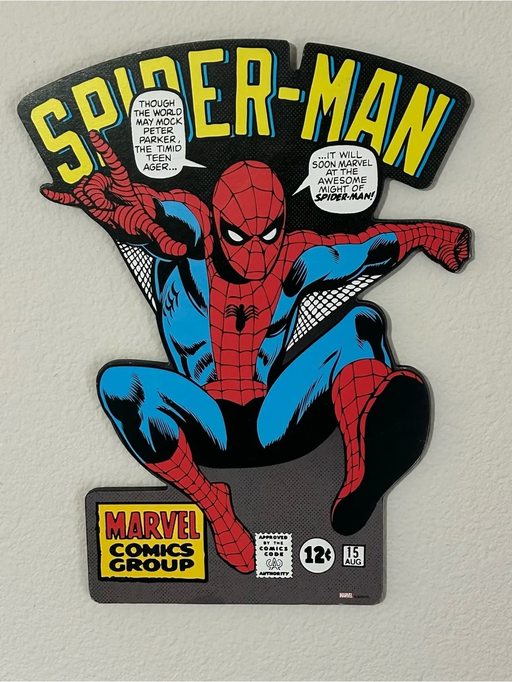 Marvel Spider-Man Comic Book MDF Hanging Wall Decor Sign, 10 x 13 in